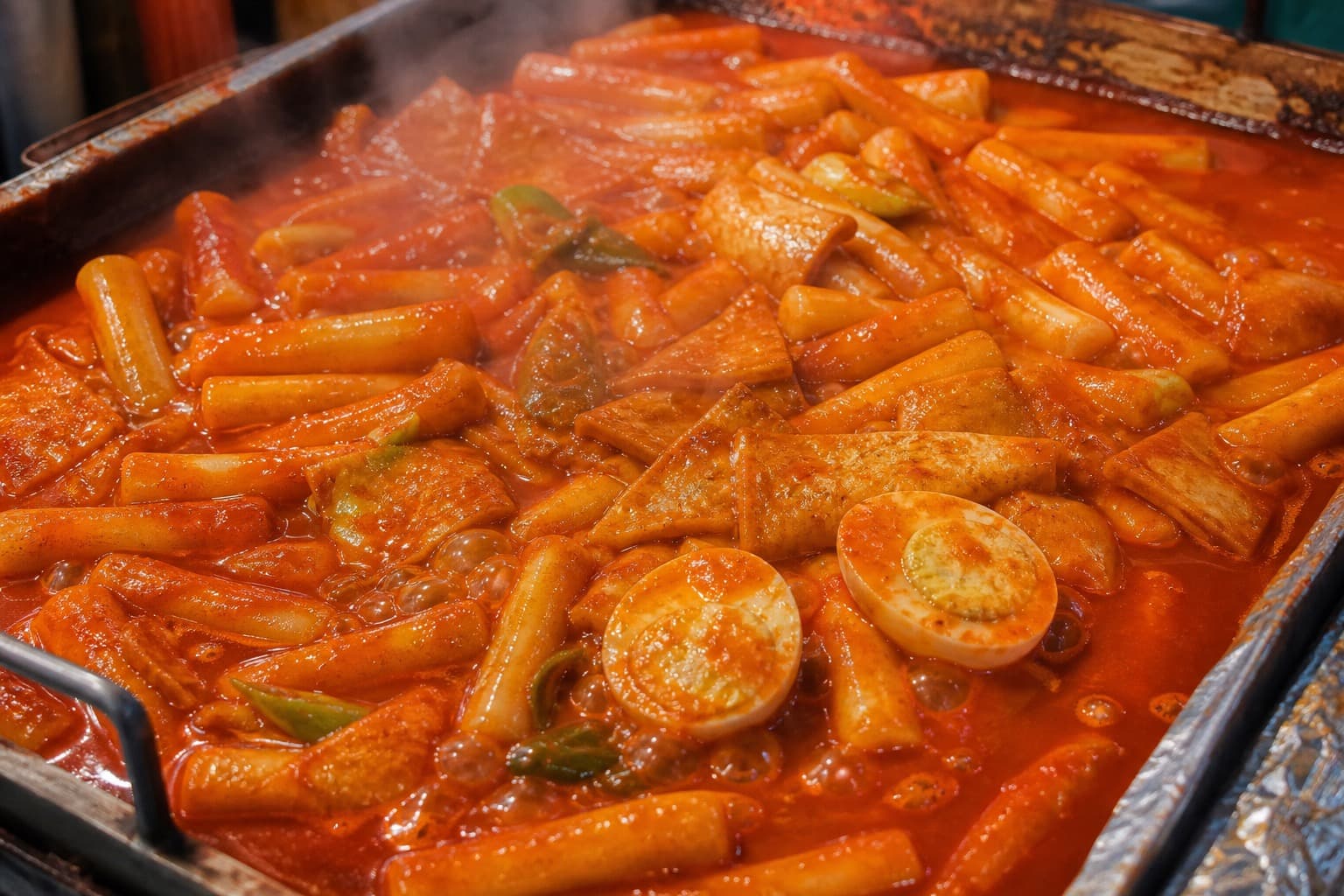 Tteokbokki reduced on the pan