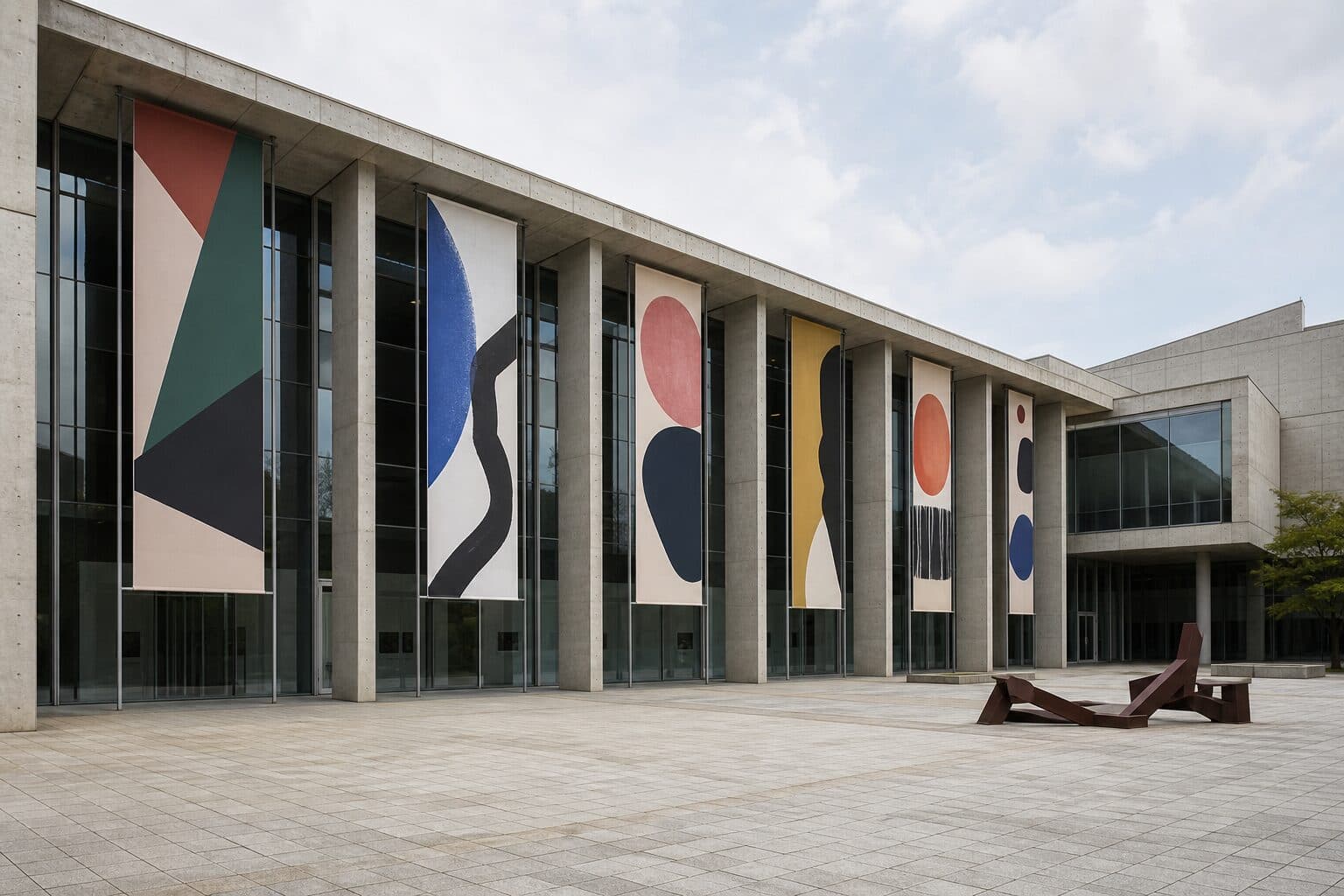 The banner-hung facade