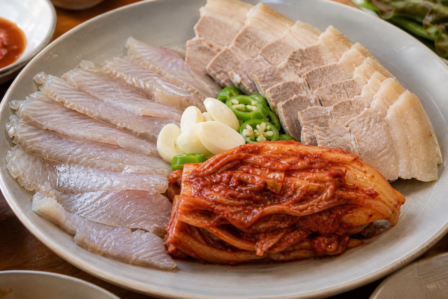 Fermented skate, pork, aged kimchi