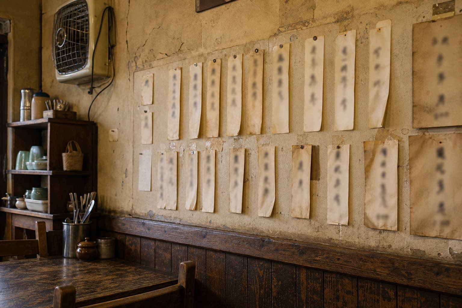 Handwritten menu on the wall