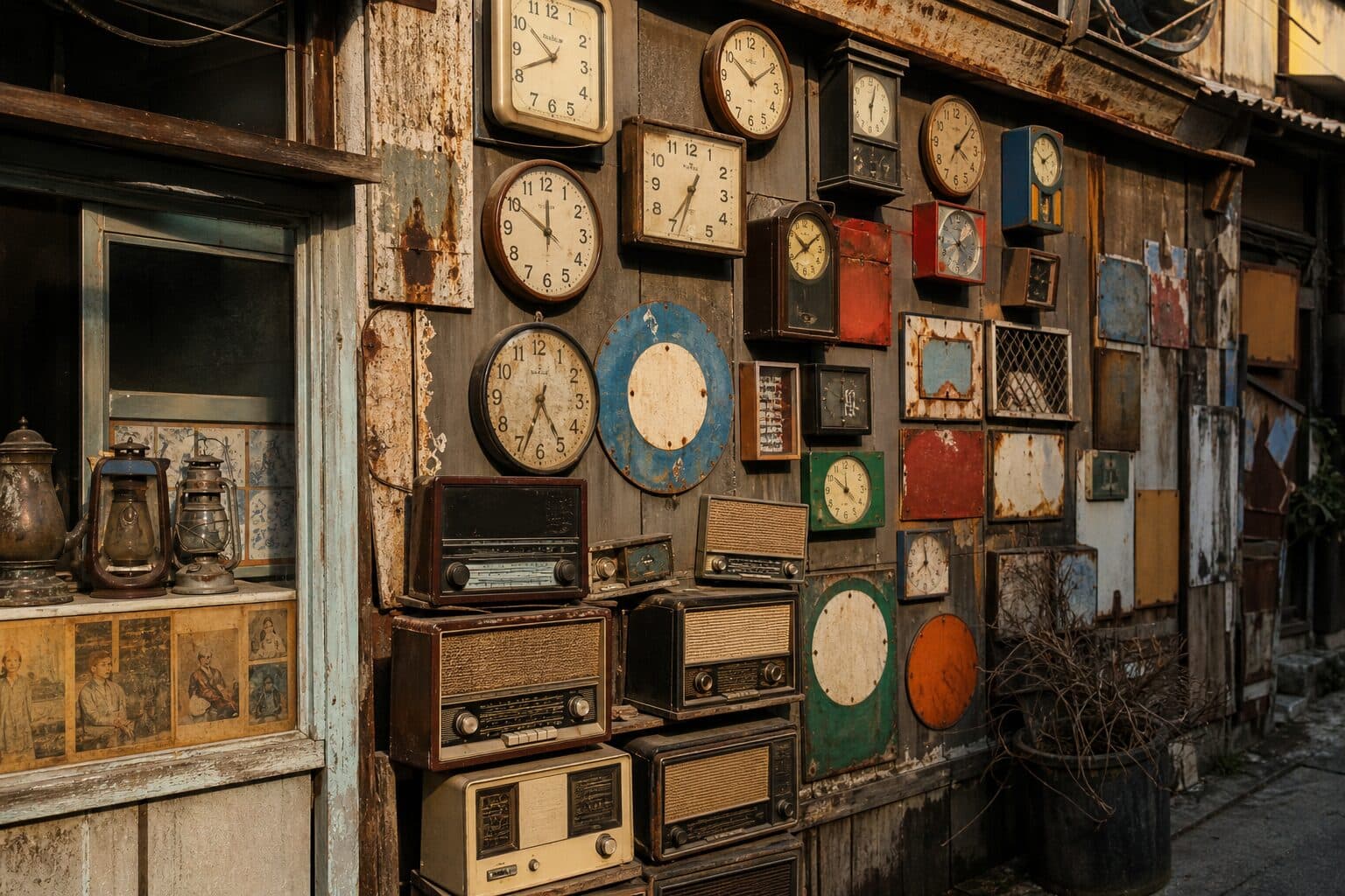 A wall of old things