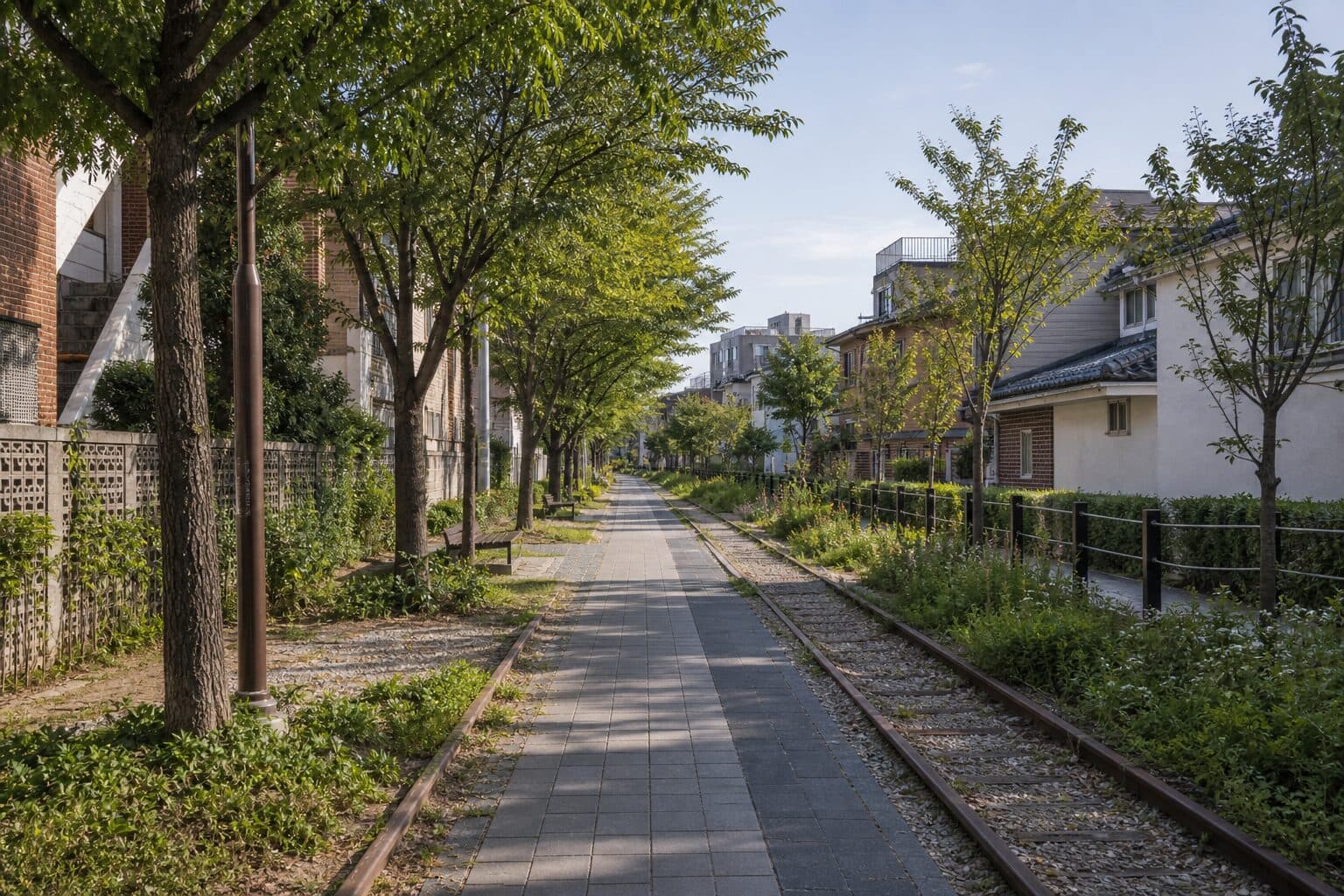 The former rail-line path