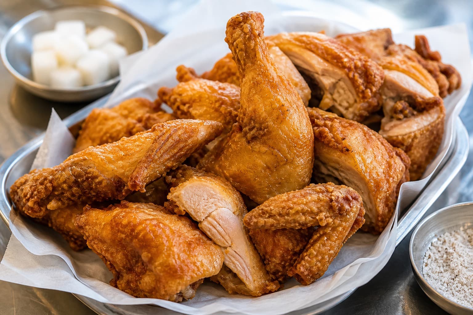 Old-style crispy whole chicken