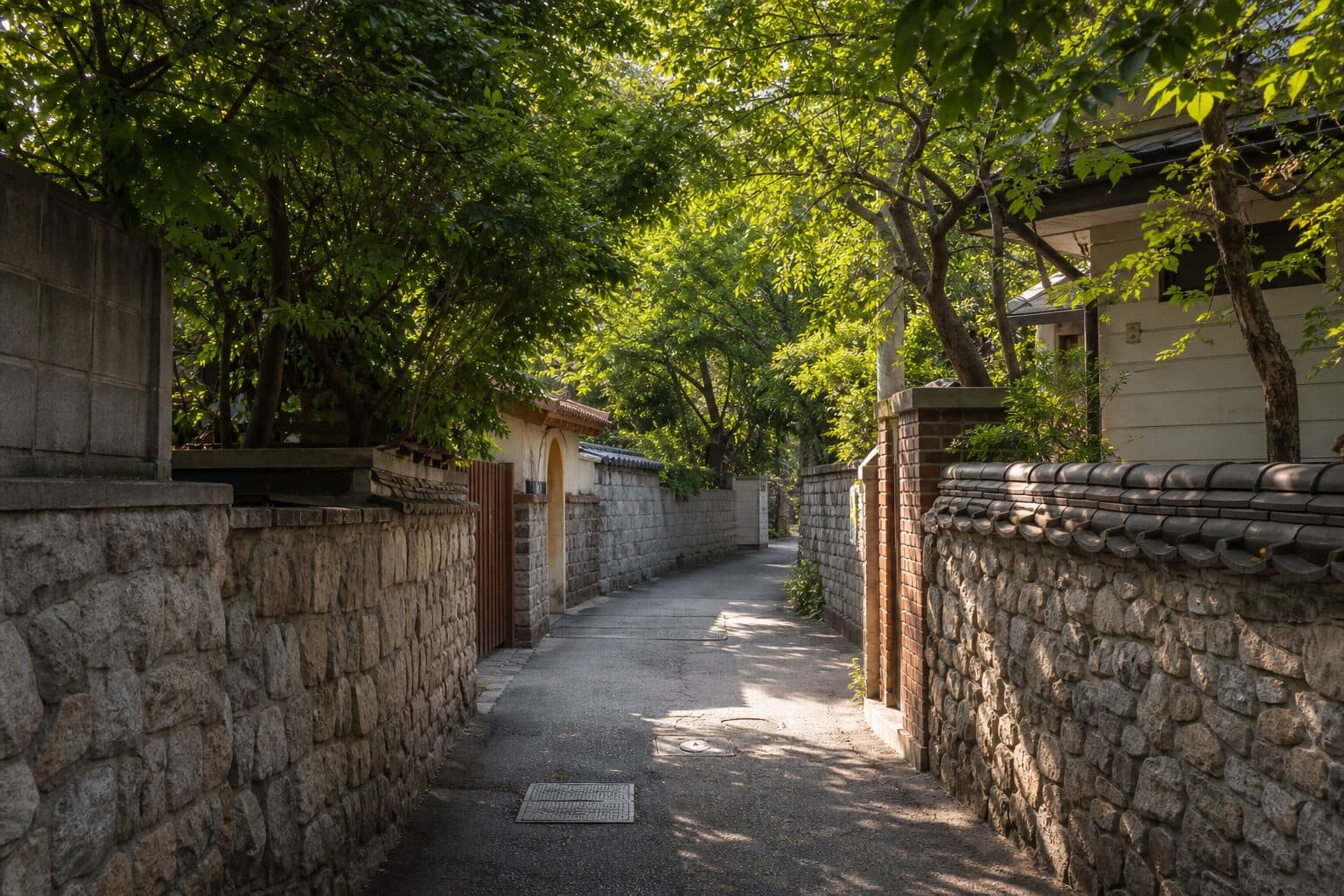 An old stone-wall alley
