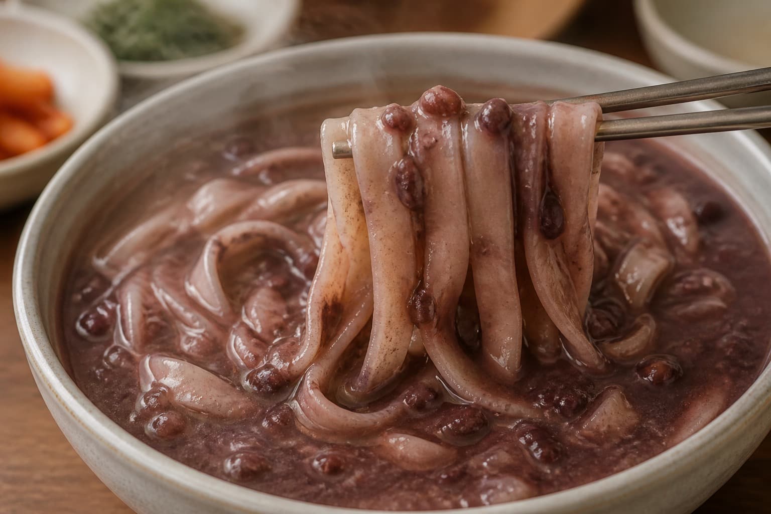 Red-bean kalguksu for lunch