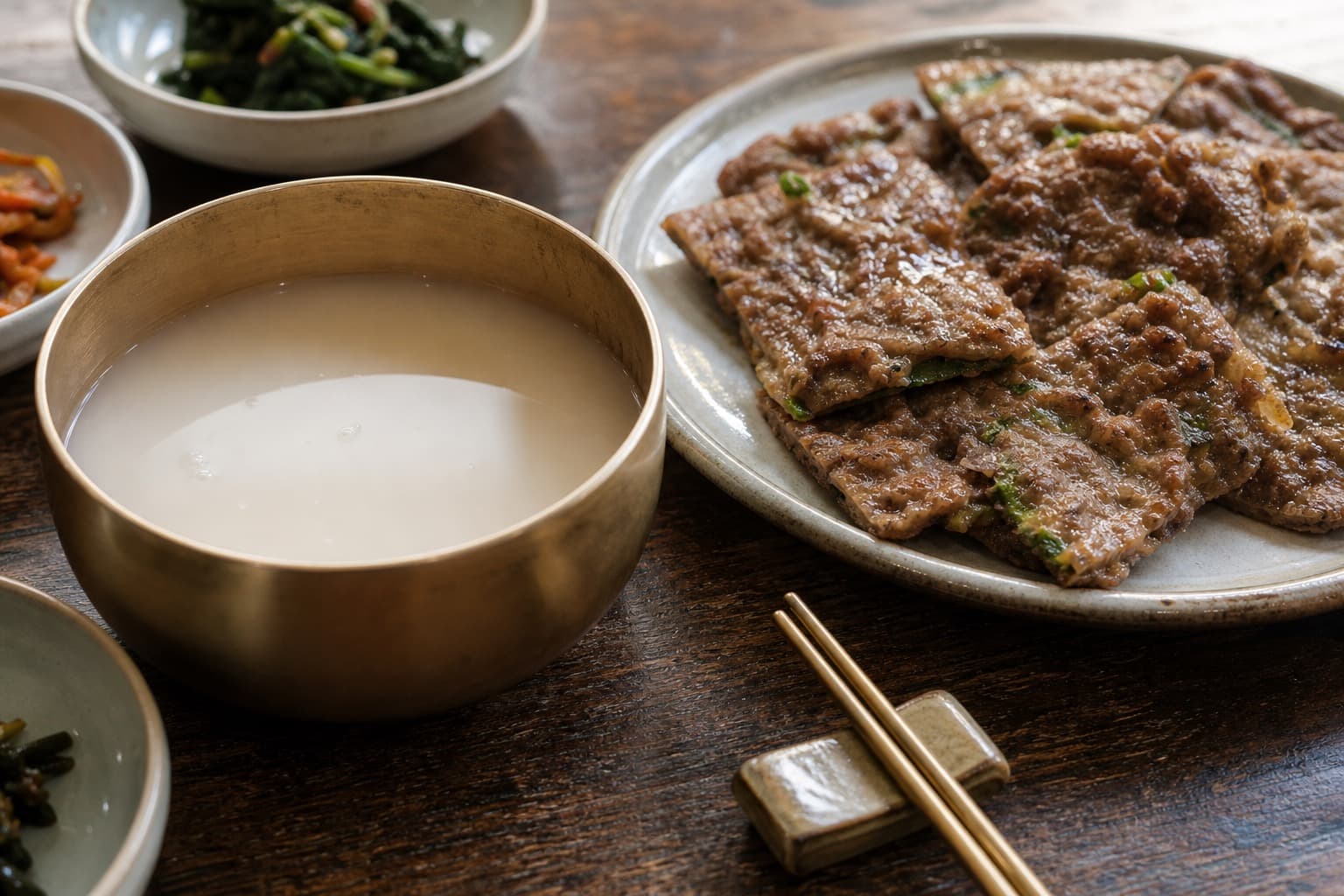 A bowl of makgeolli
