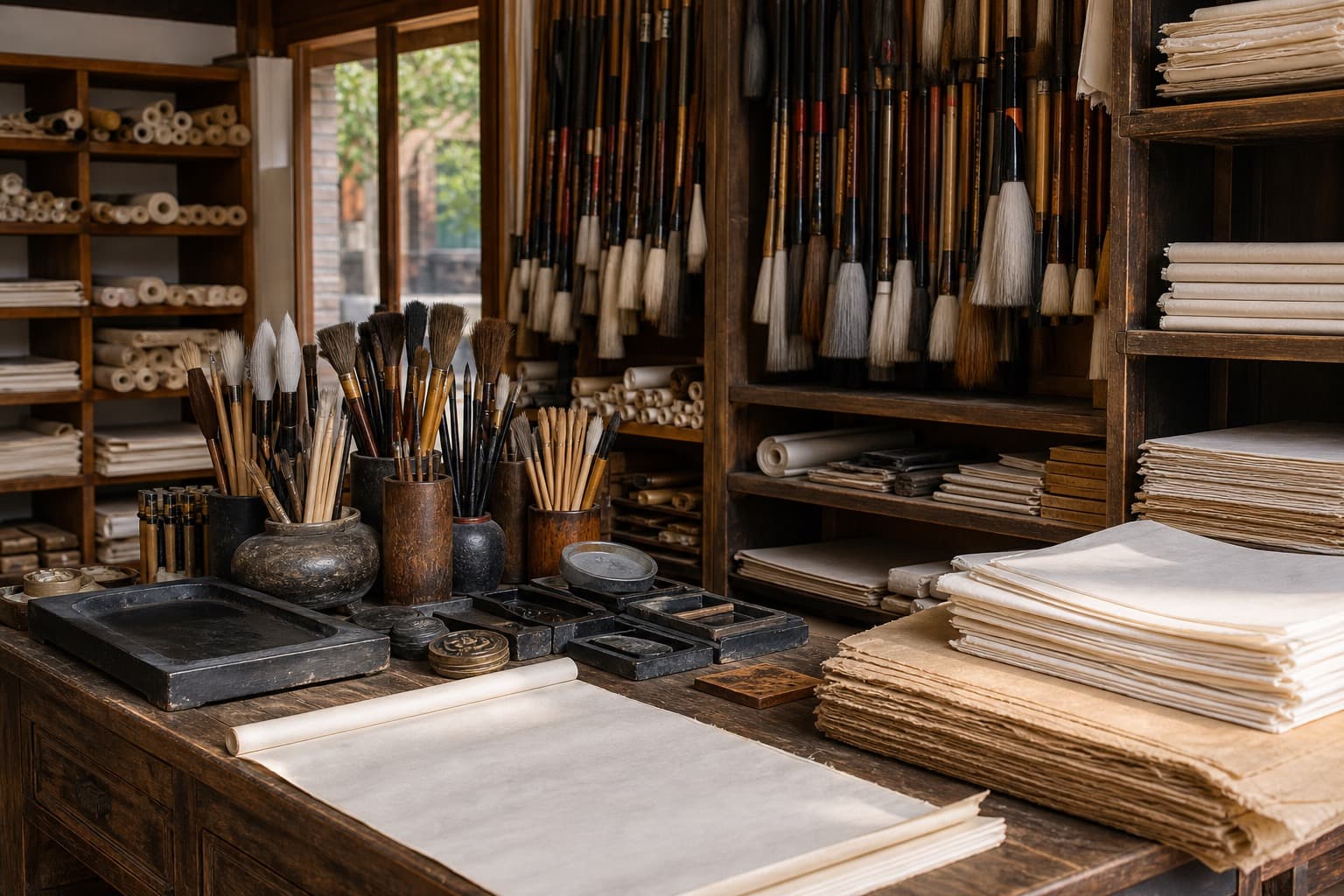 Brushes and hanji