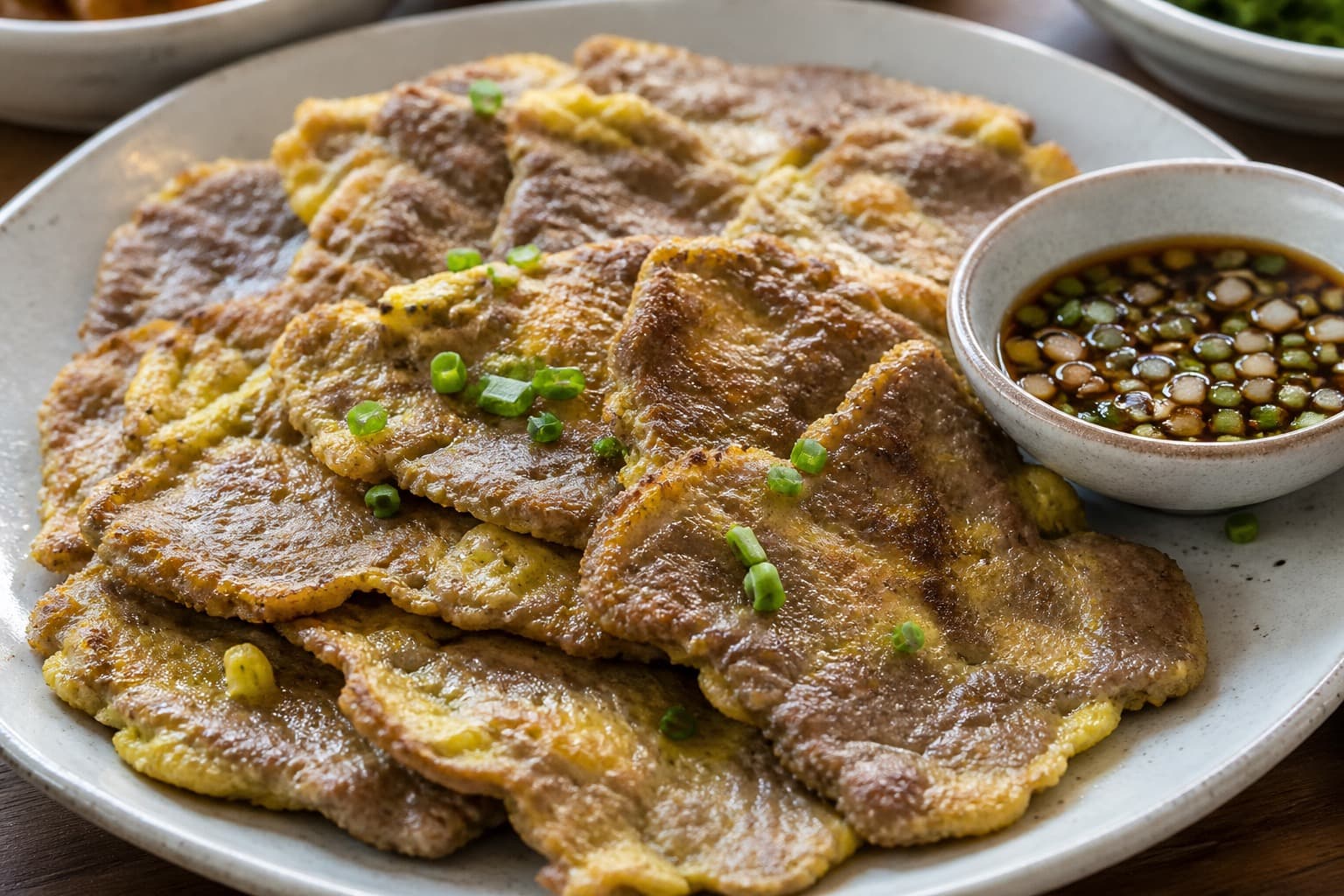 Thin pan-fried beef jeon